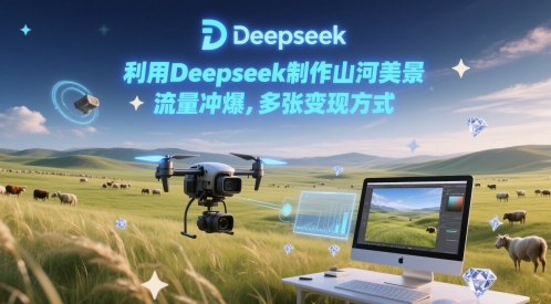 利用Deepseek制作山河美景，流量冲爆，多张变现方式-DE云网创