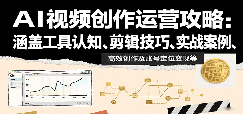 AI视频创作运营攻略：涵盖工具认知、剪辑技巧、实战案例、高效创作及账号定位变现等-DE云网创