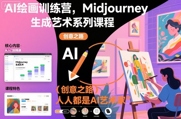 AI绘画训练营，Midjourney生成艺术系列课程，人人都是AI艺术家-DE云网创
