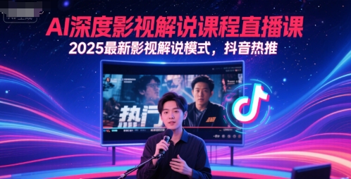 AI深度影视解说课程直播课，2025最新影视解说模式，抖音热推-DE云网创