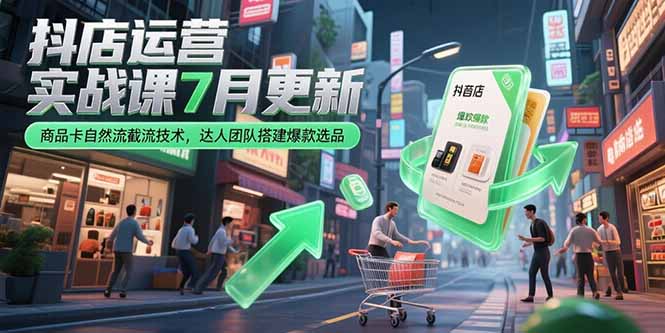 （15329期）抖店运营实战课7月更新，商品卡自然流截流技术，达人团队搭建爆款选品-DE云网创