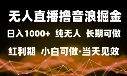 无人直播撸音浪掘金，日入1k+，纯无人红利期，小白可做，当天见效【揭秘】-DE云网创