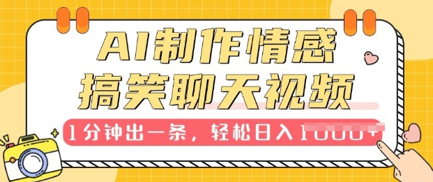 AI制作情感搞笑聊天视频，1分钟出一条，100%过原创，新手也能轻松上手-DE云网创
