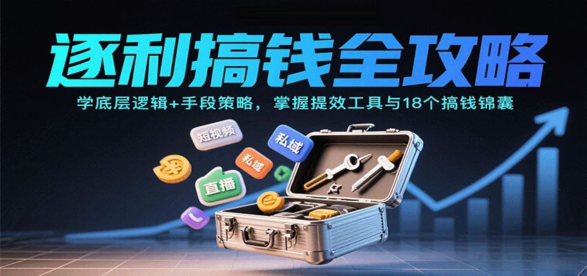 逐利搞钱全攻略：学底层逻辑+手段策略，掌握提效工具与18个搞钱锦囊(更新11月)-DE云网创