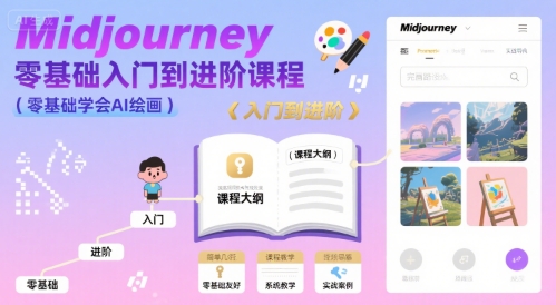 midjourney零基础入门到进阶课程,零基础学会AI绘画-DE云网创