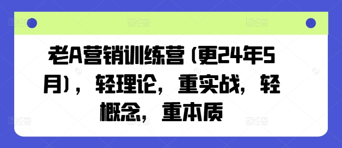 老A营销训练营(更24年11月)，轻理论，重实战，轻概念，重本质-DE云网创