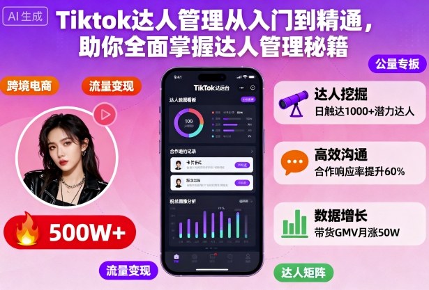 Tiktok达人管理从入门到精通，助你全面掌握达人管理秘籍-DE云网创