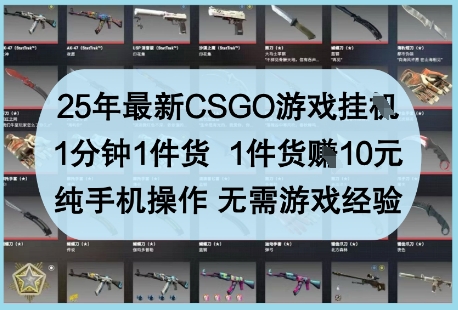 25年最新CSGO游戏挂G，1分钟1件货，1件货挣10元，纯手机操作，无需游戏经验【揭秘】-DE云网创