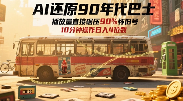AI还原90年代巴士，一帧就让70后泪崩，播放量直接碾压90%怀旧号，每天操作十分钟，日入四位数-DE云网创