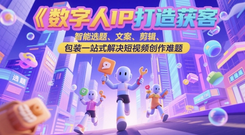 数字人IP打造获客变现实操课，智能选题、文案、剪辑、包装一站式解决短视频创作难题-DE云网创