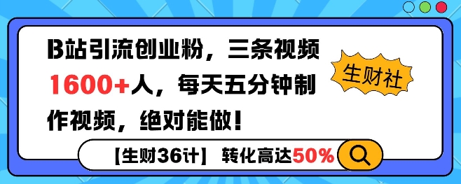 B站引流创业粉，单日最高1600+精准粉丝，单月变现过w-DE云网创