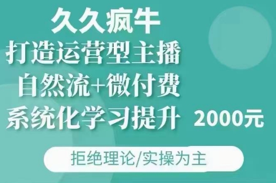 久久疯牛·自然流+微付费(12月23更新)打造运营型主播，包11月+12月-DE云网创