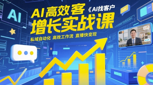 AI高效获客增长实战课，​AI找客户 私域自动化 高效工作流 直播快变现-DE云网创