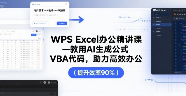 WPS Excel办公精讲课,教用 AI 生成公式,VBA 代码,助力高效办公插图 WPS Excel办公精讲课,教用 AI 生成公式,VBA 代码,助力高效办公