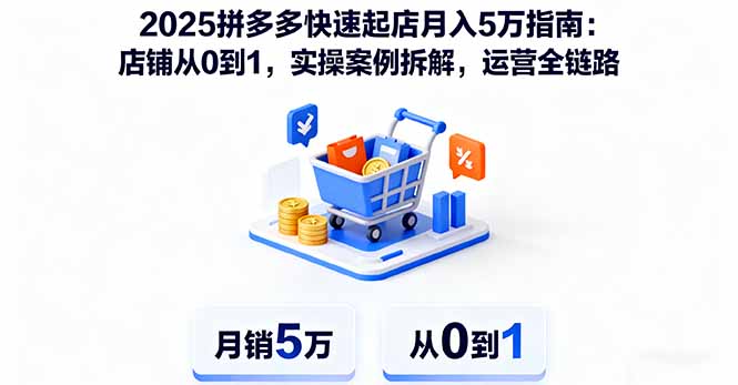 2025拼多多快速起店月入5万指南：店铺从0到1，实操案例拆解，运营全链路-DE云网创
