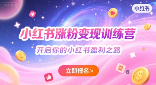 小红书涨粉变现训练营，开启你的小红书盈利之路-DE云网创