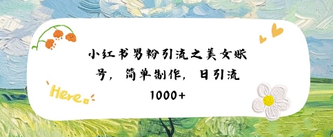 小红书男粉引流项目之美女账号6，简单制作，条条爆款原创，不违规-DE云网创