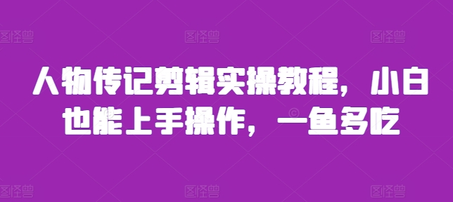 人物传记剪辑实操教程，小白也能上手操作，一鱼多吃-DE云网创
